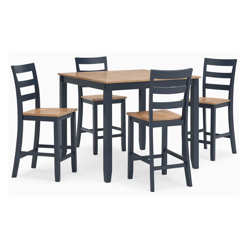 Gesthaven - Natural / Blue - Dining Room Counter Table Set (Set of 5)