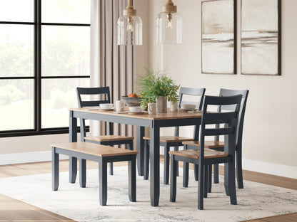 Gesthaven - Natural / Blue - Dining Room Table Set (Set of 6)