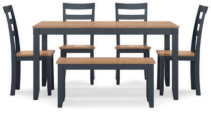 Gesthaven - Natural / Blue - Dining Room Table Set (Set of 6)