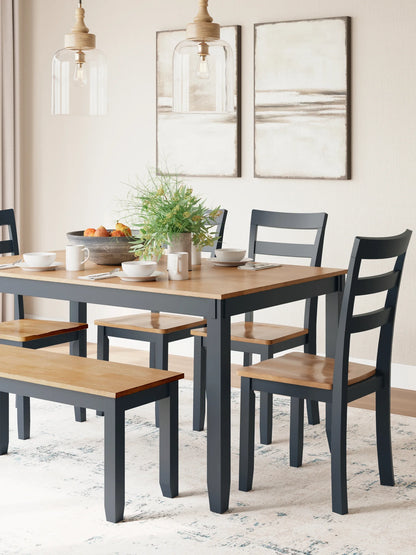 Gesthaven - Natural / Blue - Dining Room Table Set (Set of 6)