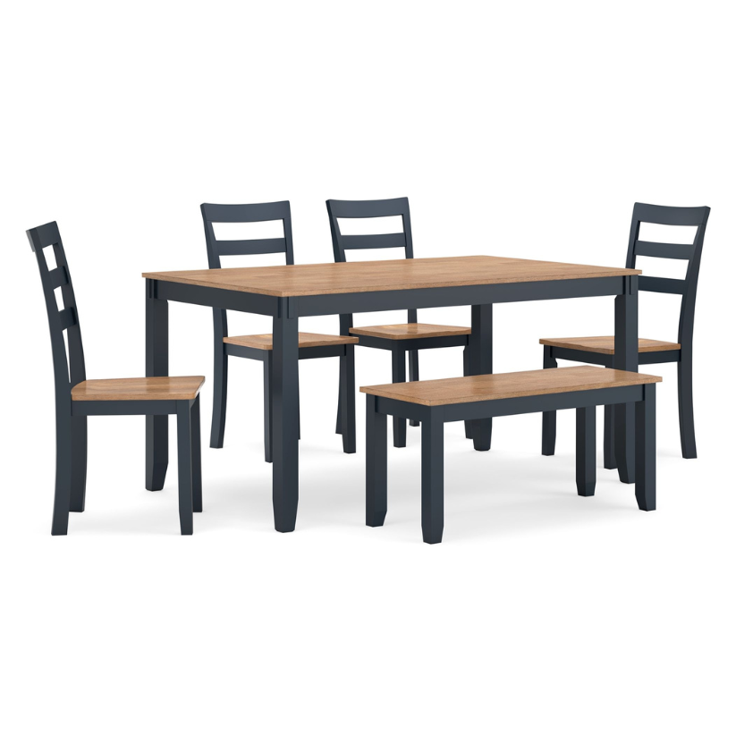 Gesthaven - Natural / Blue - Dining Room Table Set (Set of 6)