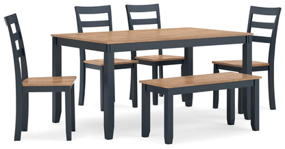 Gesthaven - Natural / Blue - Dining Room Table Set (Set of 6)