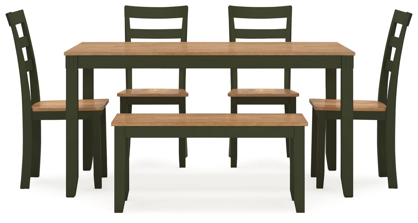 Gesthaven - Natural / Green - Dining Room Table Set (Set of 6)