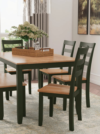 Gesthaven - Natural / Green - Dining Room Table Set (Set of 6)