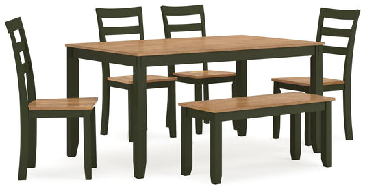 Gesthaven - Natural / Green - Dining Room Table Set (Set of 6)