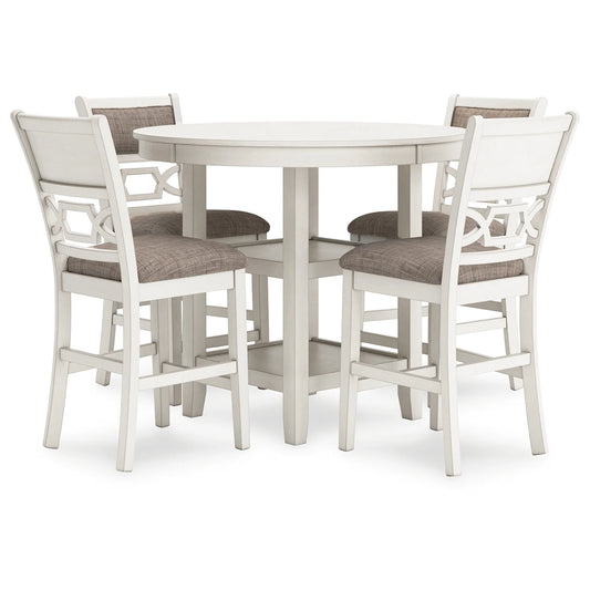 Erinberg - Antique White - Dining Room Counter Table Set (Set of 5)