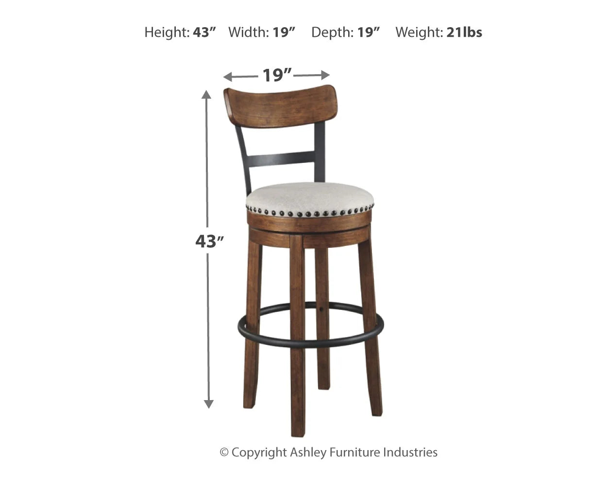 Valebeck - Brown - Tall Uph Swivel Barstool