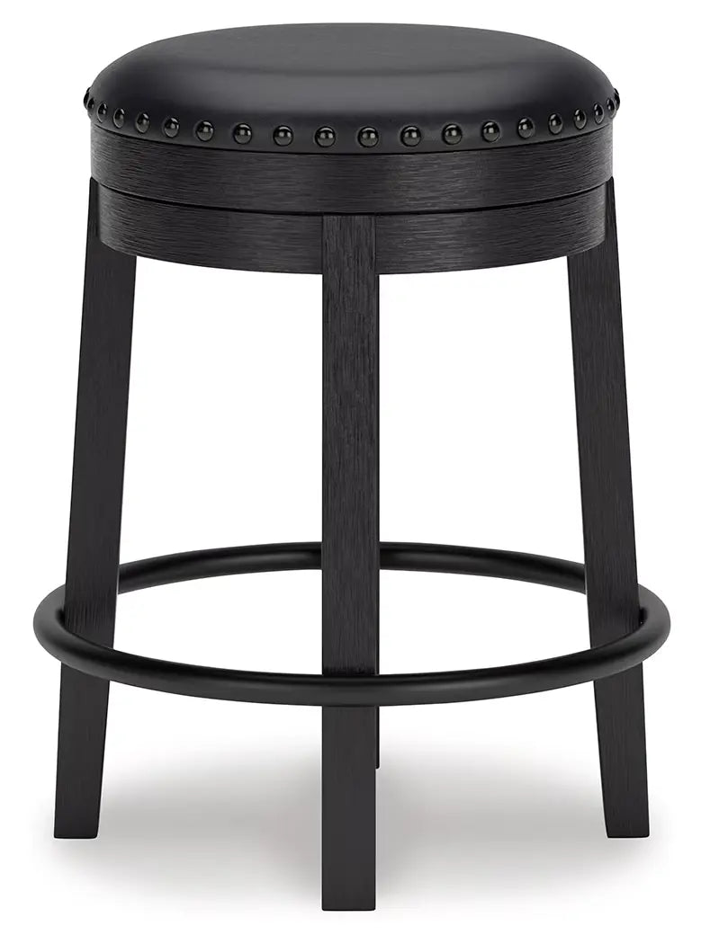 Valebeck - Black - Upholstered Swivel Stool-2