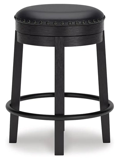 Valebeck - Black - Upholstered Swivel Stool-2