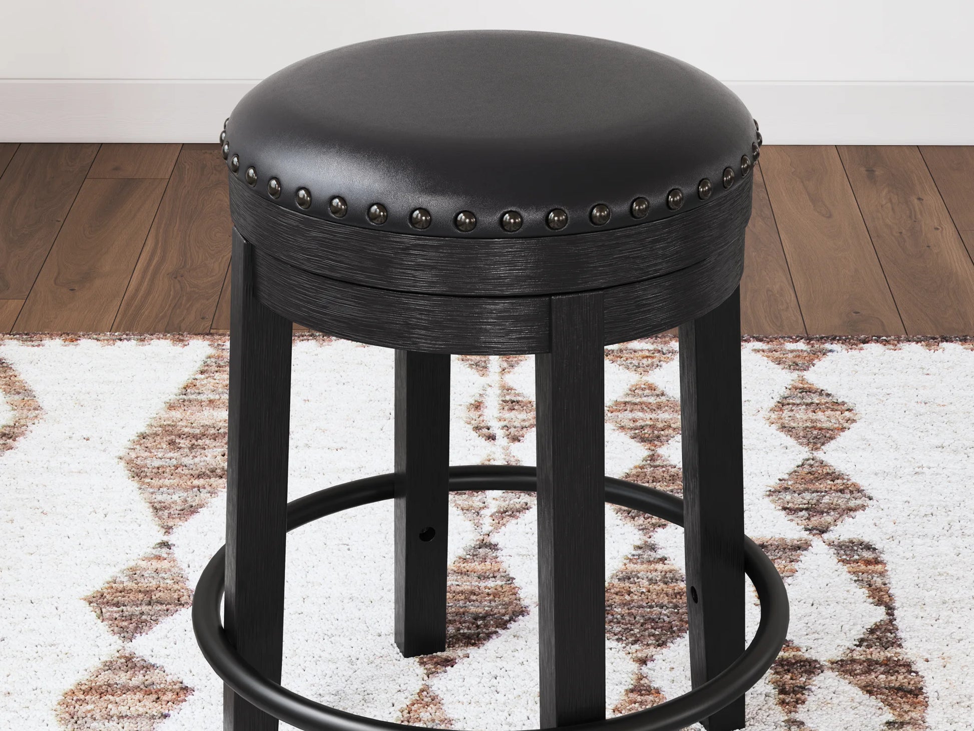 Valebeck - Black - Upholstered Swivel Stool-3