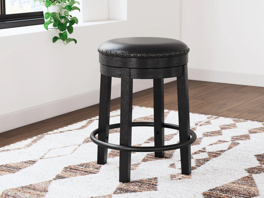 Valebeck - Black - Upholstered Swivel Stool