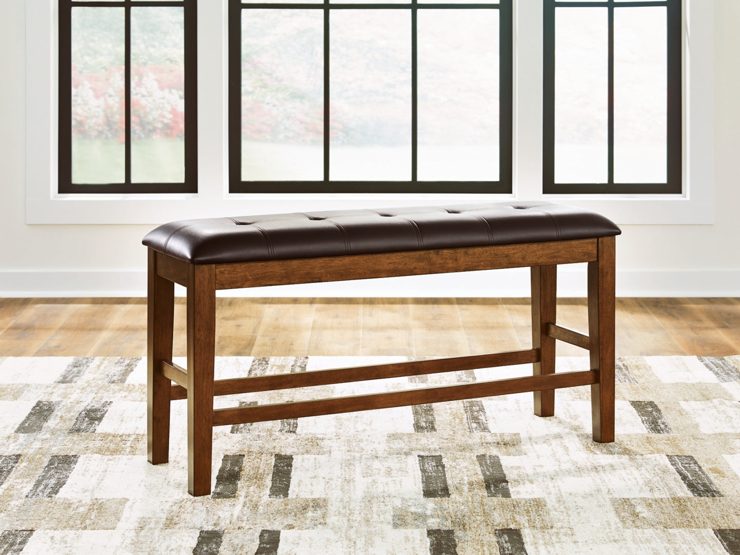 Ralene - Medium Brown - Double Counter Height Upholstered Bench