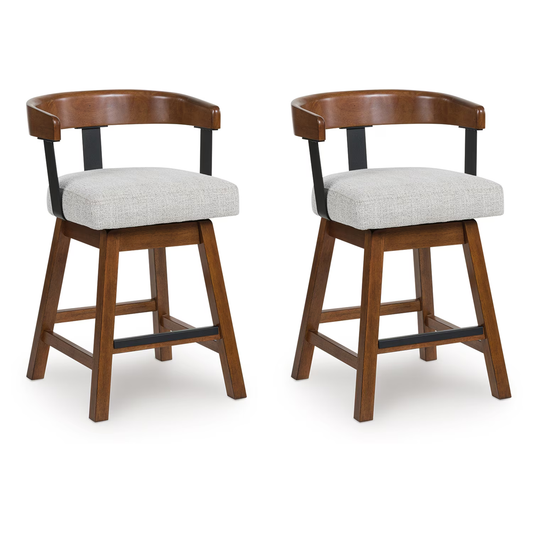 Ralene - Medium Brown - Upholstered Swivel Barstool (Set of 2)