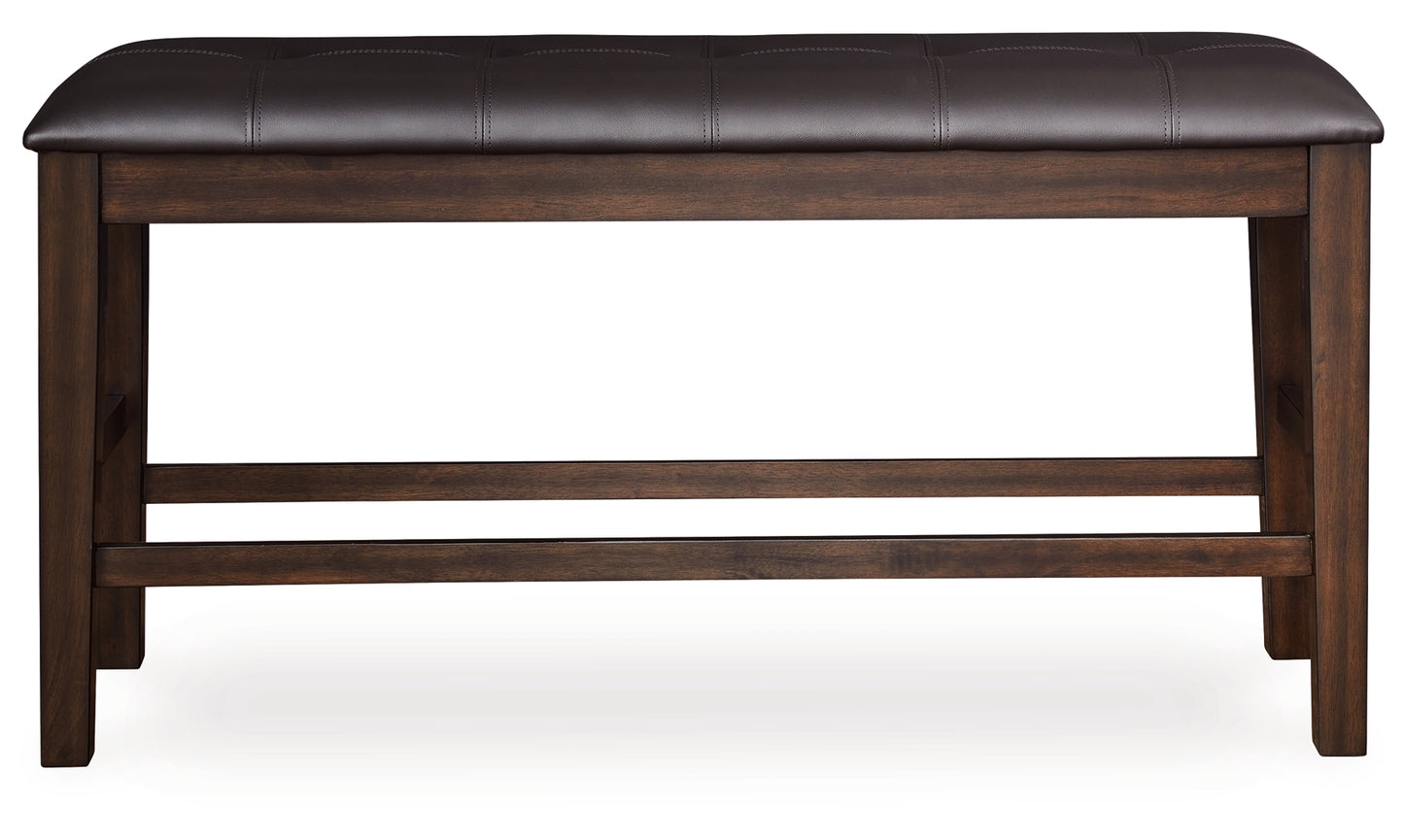 Haddigan - Dark Brown - Double Counter Height Upholstered Bench