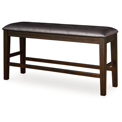 Haddigan - Dark Brown - Double Counter Height Upholstered Bench
