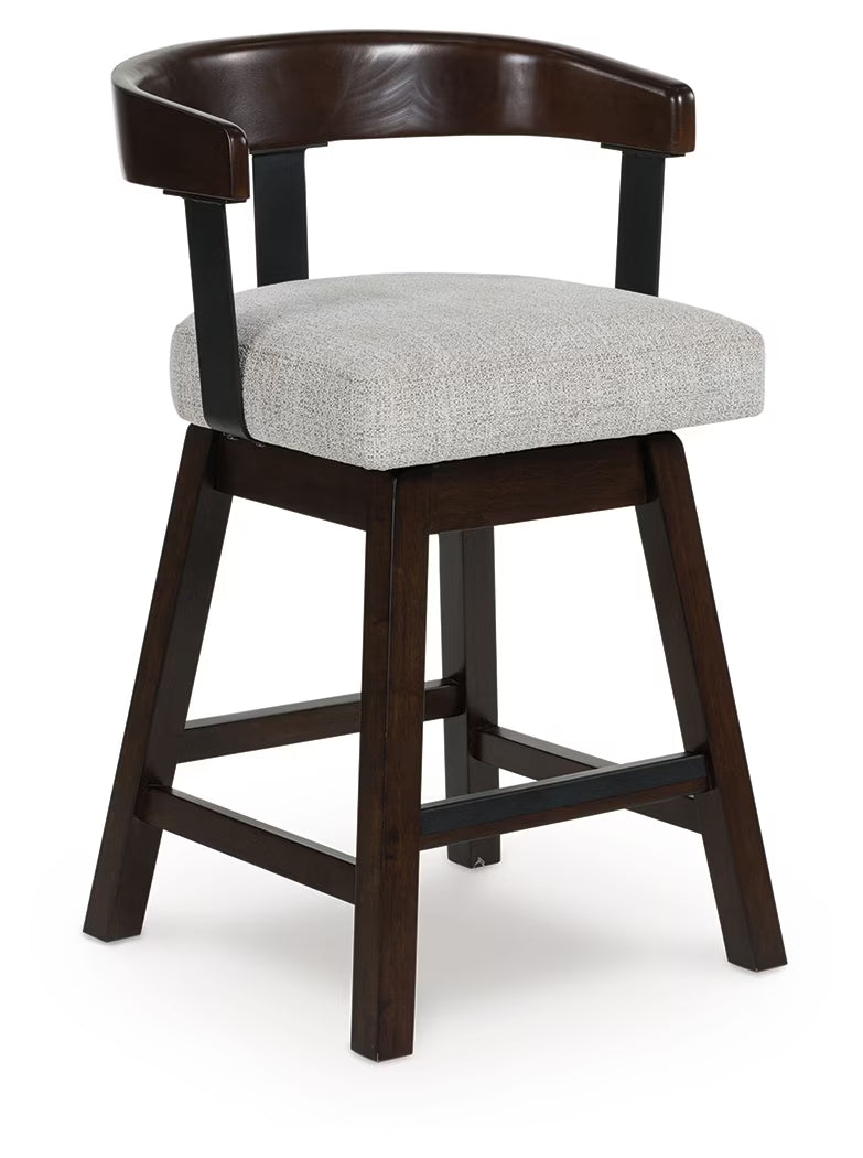 Haddigan - Dark Brown - Upholstered Swivel Barstool (Set of 2)