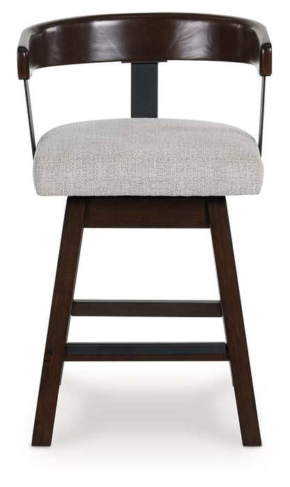 Haddigan - Dark Brown - Upholstered Swivel Barstool (Set of 2)