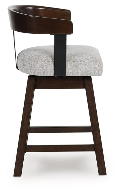Haddigan - Dark Brown - Upholstered Swivel Barstool (Set of 2)