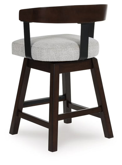 Haddigan - Dark Brown - Upholstered Swivel Barstool (Set of 2)