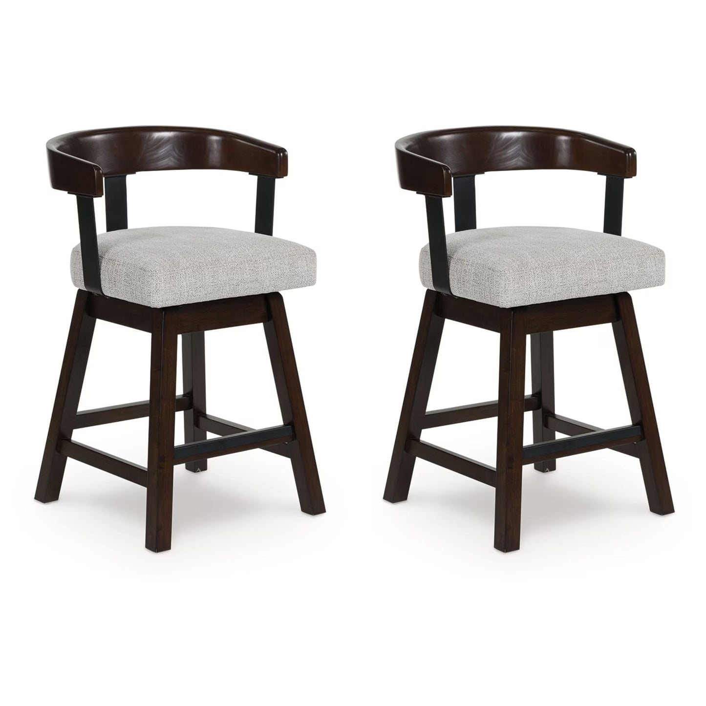 Haddigan - Dark Brown - Upholstered Swivel Barstool (Set of 2)