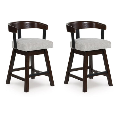 Haddigan - Dark Brown - Upholstered Swivel Barstool (Set of 2)