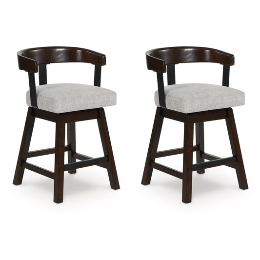 Haddigan - Dark Brown - Upholstered Swivel Barstool (Set of 2)