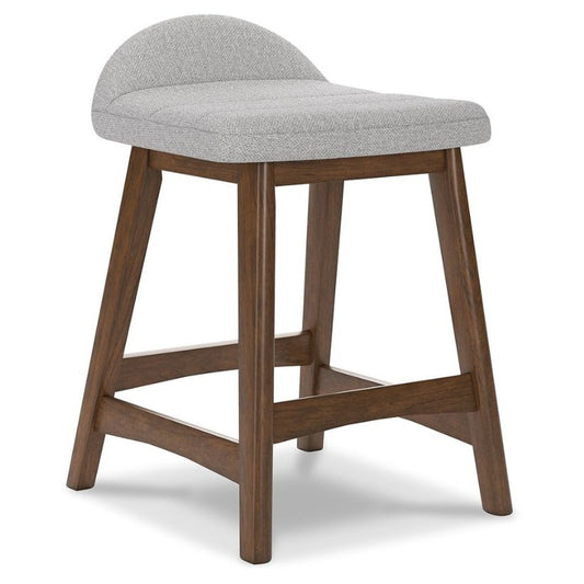 Lyncott - Light Gray / Brown - Upholstered Barstool (Set of 2)