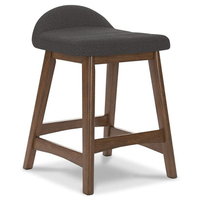 Lyncott - Charcoal / Brown - Upholstered Barstool (Set of 2)