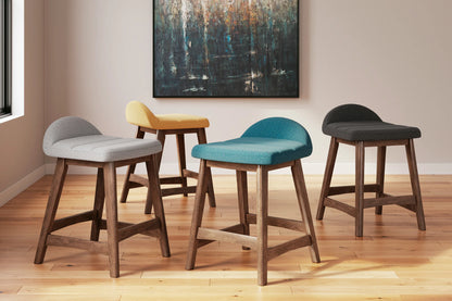 Lyncott - Charcoal / Brown - Upholstered Barstool (Set of 2)