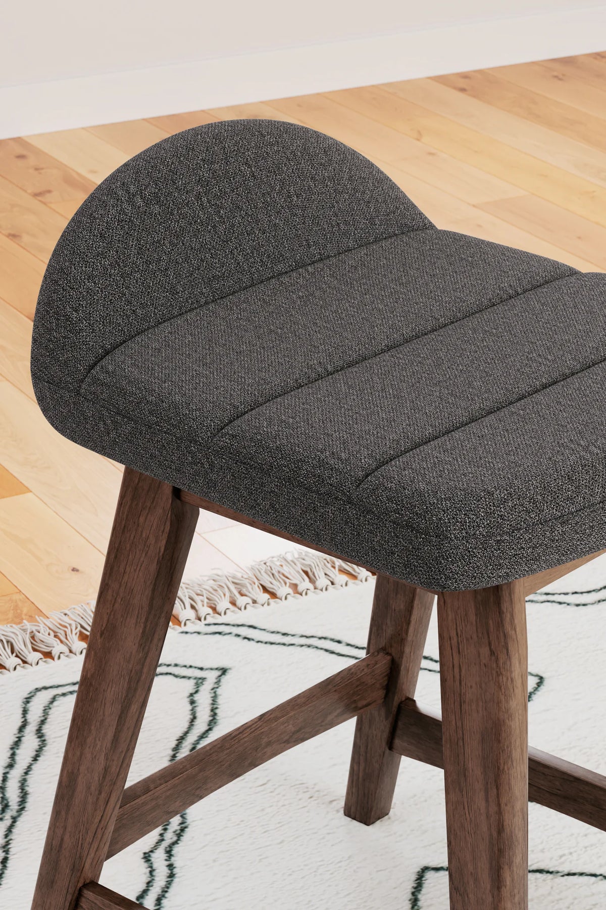 Lyncott - Charcoal / Brown - Upholstered Barstool (Set of 2)