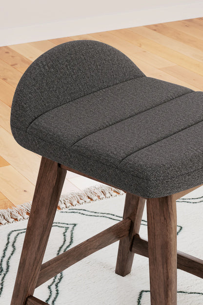 Lyncott - Charcoal / Brown - Upholstered Barstool (Set of 2)