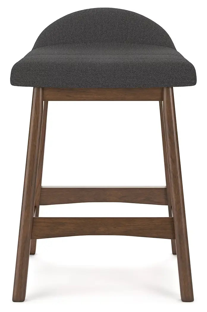 Lyncott - Charcoal / Brown - Upholstered Barstool (Set of 2)