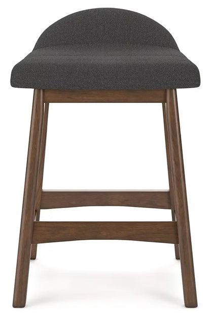 Lyncott - Charcoal / Brown - Upholstered Barstool (Set of 2)