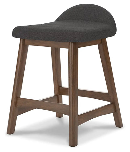 Lyncott - Charcoal / Brown - Upholstered Barstool (Set of 2)