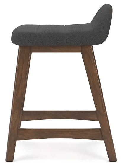 Lyncott - Charcoal / Brown - Upholstered Barstool (Set of 2)