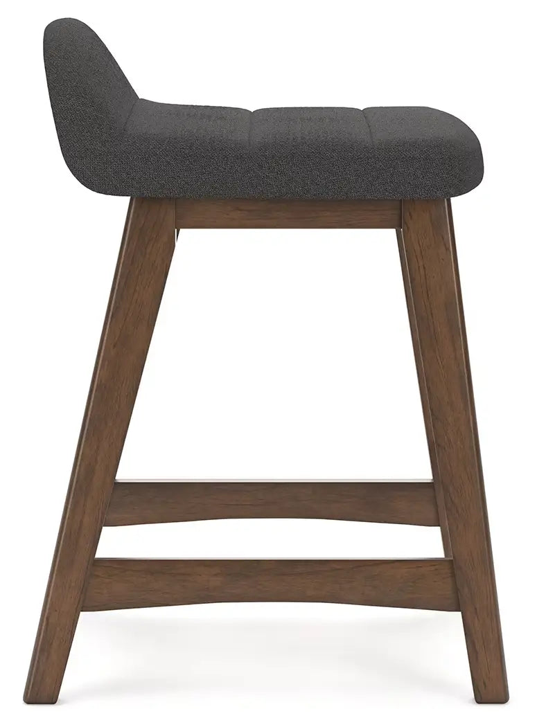 Lyncott - Charcoal / Brown - Upholstered Barstool (Set of 2)
