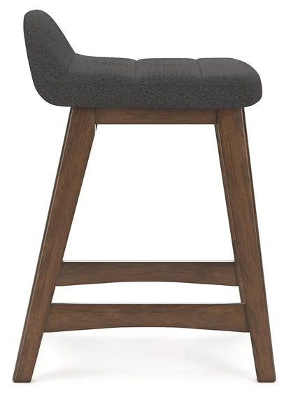 Lyncott - Charcoal / Brown - Upholstered Barstool (Set of 2)