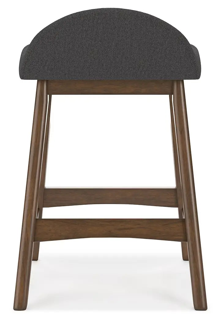 Lyncott - Charcoal / Brown - Upholstered Barstool (Set of 2)
