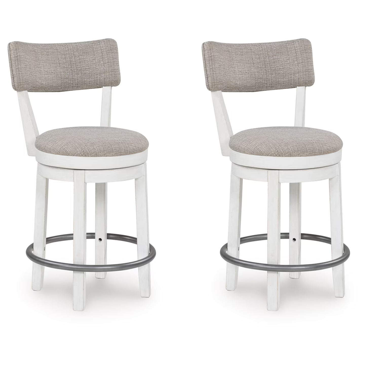 Robbinsdale - Antique White - Upholstered Swivel Barstool (Set of 2)