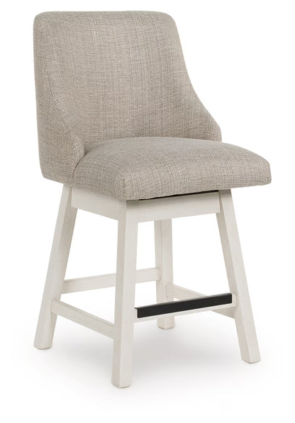 Robbinsdale - Antique White - Upholstered Swivel Curved Back Barstool (Set of 2)