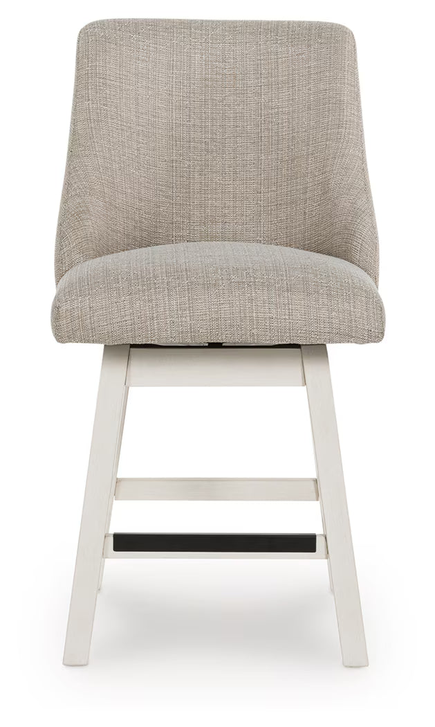 Robbinsdale - Antique White - Upholstered Swivel Curved Back Barstool (Set of 2)