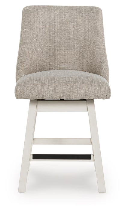 Robbinsdale - Antique White - Upholstered Swivel Curved Back Barstool (Set of 2)