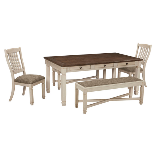 Bolanburg - Beige - 5 Pc. - Dining Room Table, 2 Side Chairs, Bench (2)