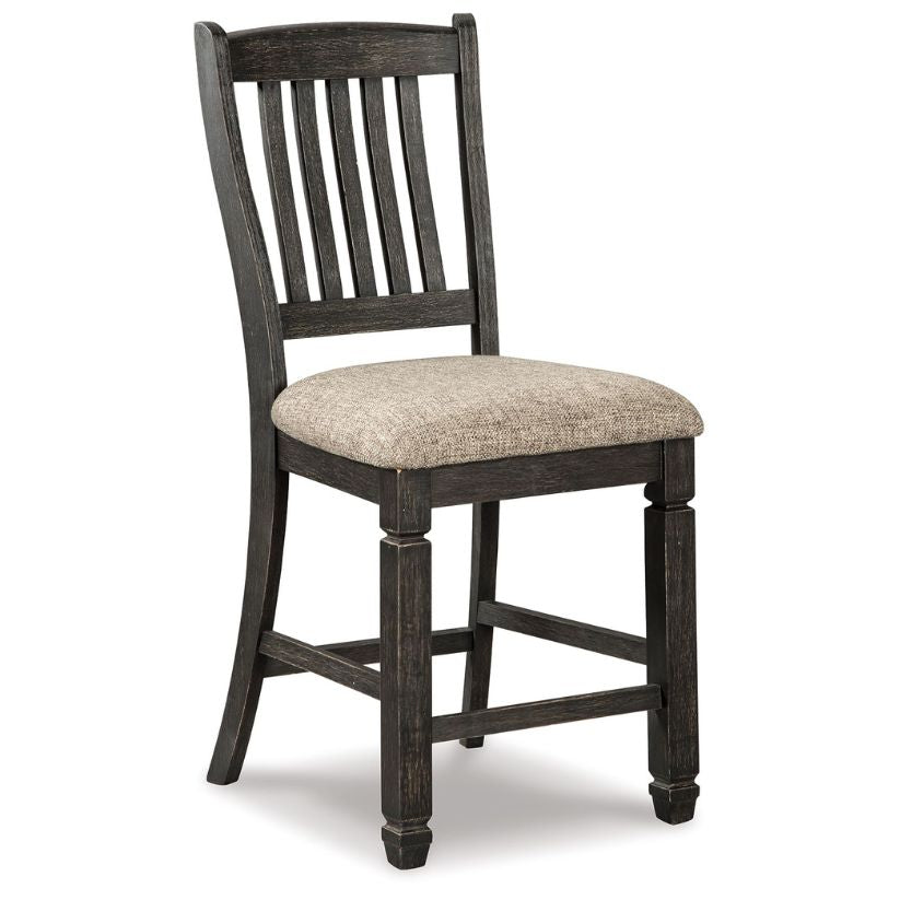 Tyler Creek - Black / Grayish Brown - Upholstered Barstool (Set of 2)