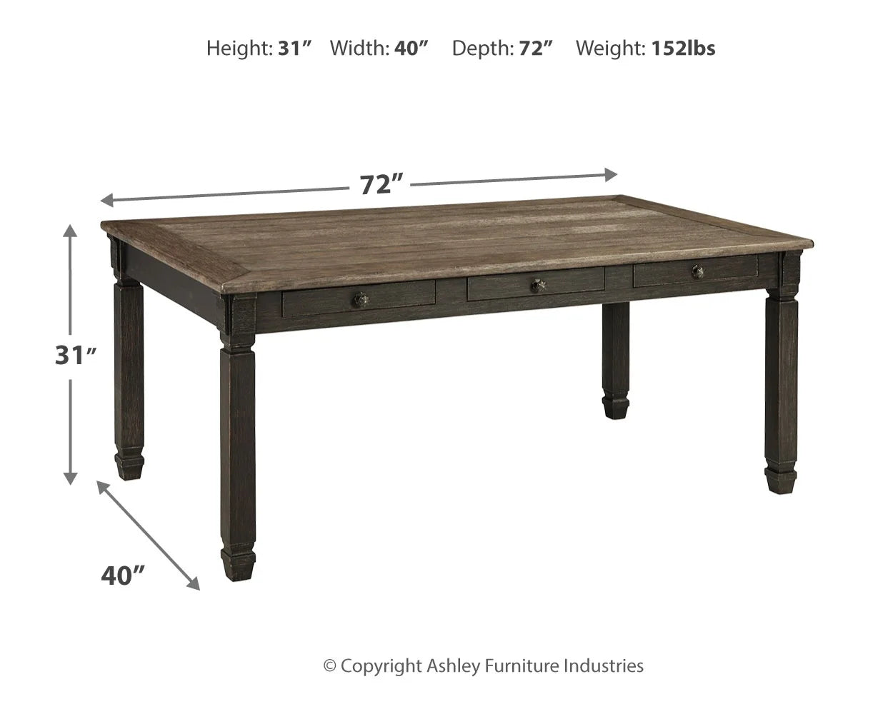 Tyler - Black / Gray - Rectangular Dining Room Table 3