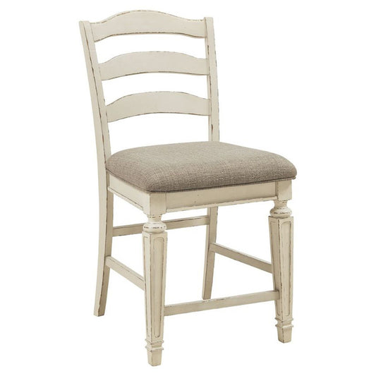 Realyn - Chipped White - Upholstered Barstool (Set of 2)