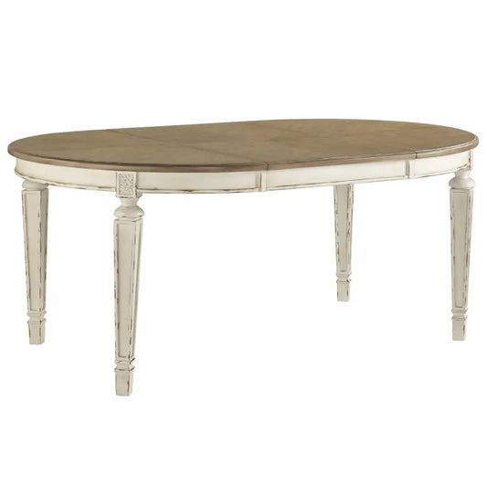 Realyn - Chipped White - Oval Dining Room Ext Table