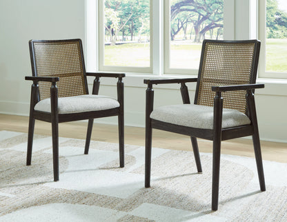 Galliden - Light Brown / Black - 8 Pc. - Rectangular Dining Table, 4 Side Chairs, 2 Arm Chairs, Server