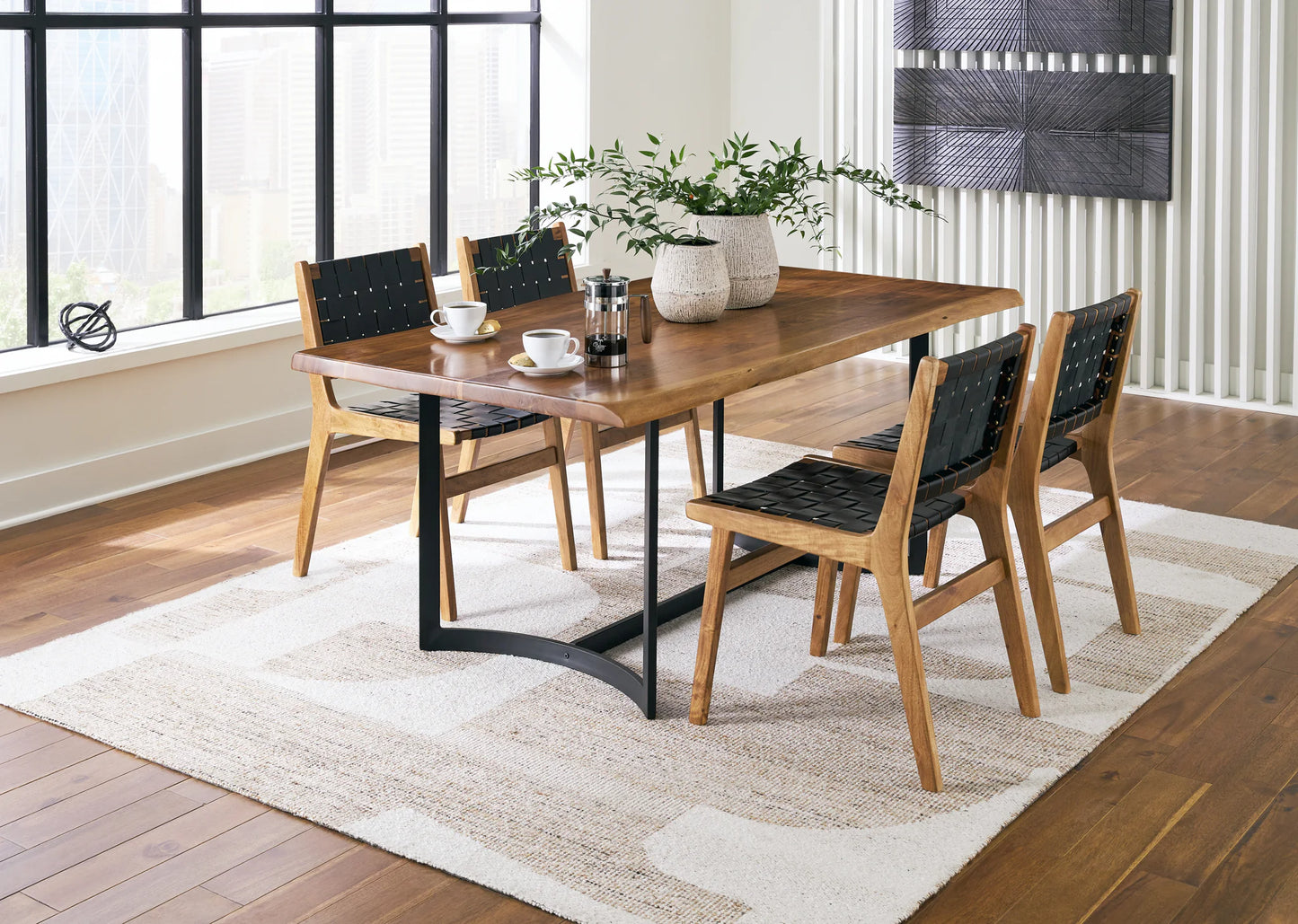 Fortmaine - Brown / Black - 5 Pc. - Dining Table, 4 Side Chairs
