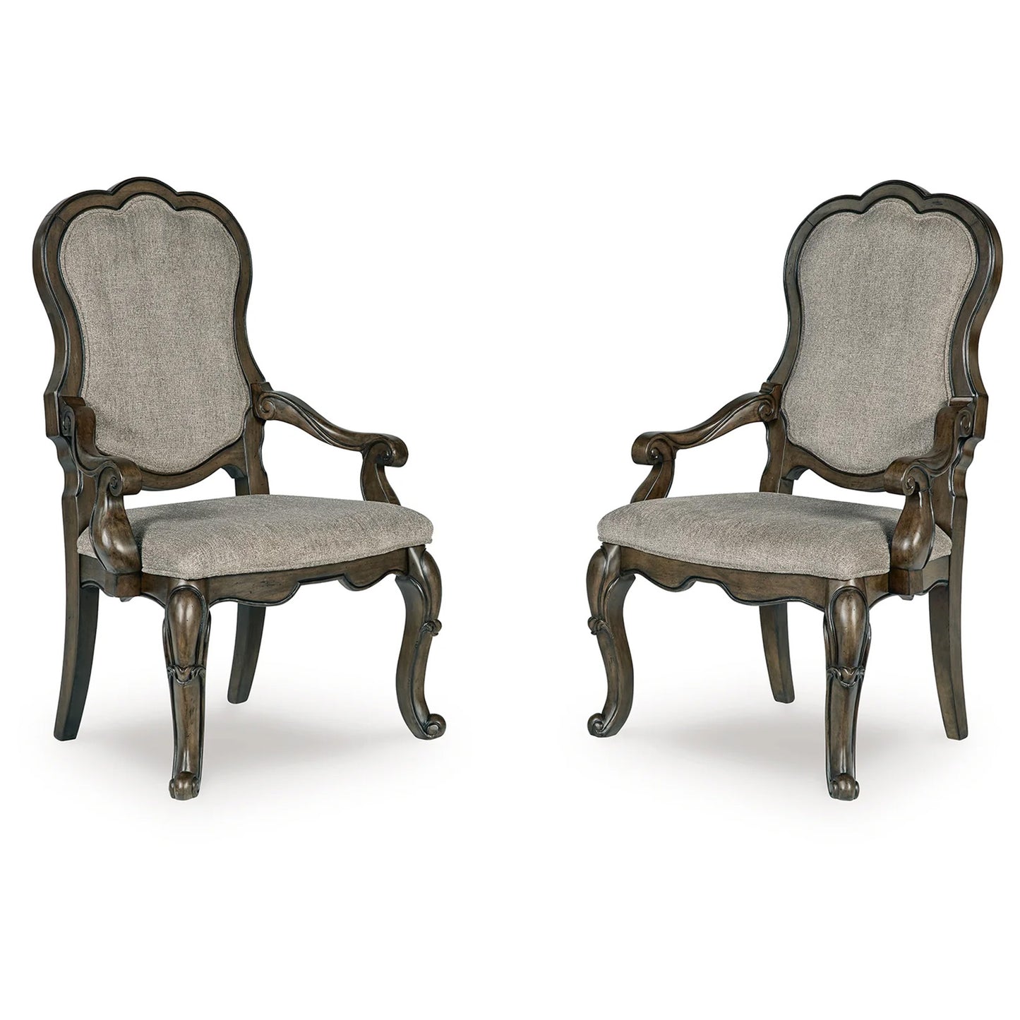 Maylee - Dark Brown - Dining Upholstered Arm Chair (Set of 2)